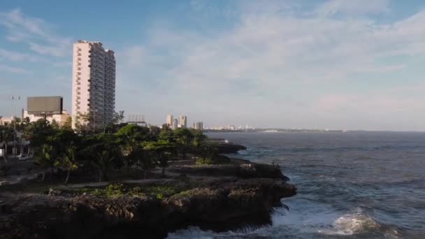 Costa Maleconcito Santo Domingo República Dominicana Avance Aéreo — Vídeo de stock