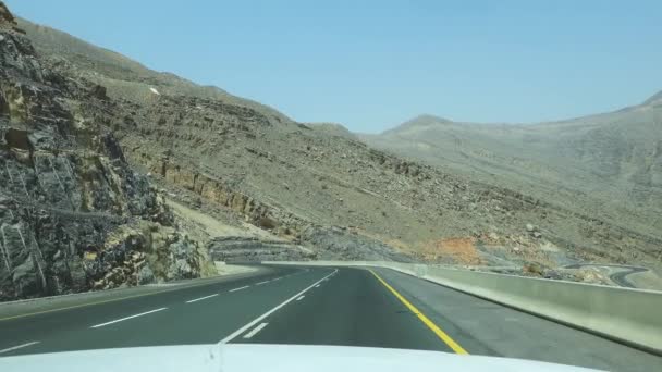 Punto Vista Guidare Lungo Empty Jebel Jais Mountain Road Dubai — Video Stock