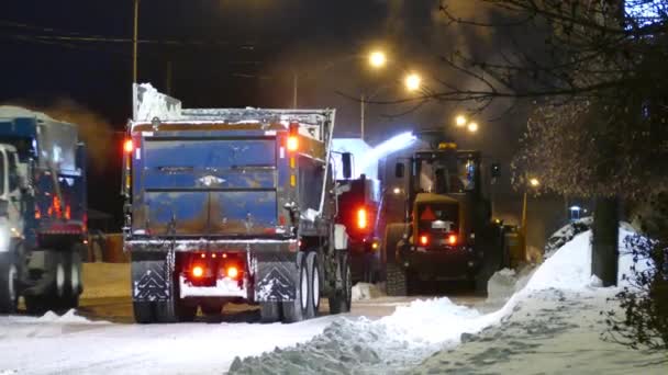 Snow Removal Operation Road Night Snow Clearing Road — Stock Video