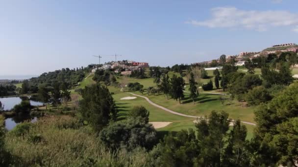 Terrain Golf Luxe Marbella Avec Lac Golfeurs Maisons Luxe — Video