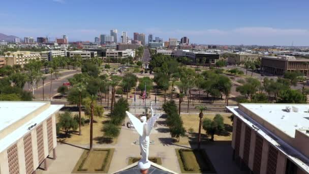 Vista Aérea Phoenix Arizona Skyline Memorial Plaza Estátua Capitólio — Vídeo de Stock