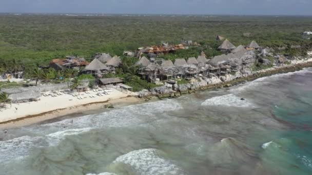 Resort Beira Mar Azulik Tulum México Aproximação Aérea — Vídeo de Stock