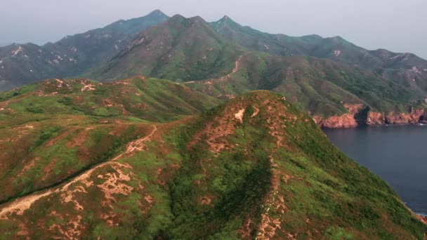 Vista Aérea Sharp Peak Campo Rota Caminhada Sai Kung Hong — Vídeo de Stock