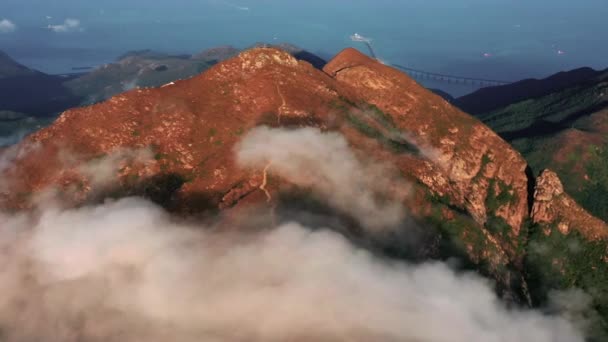 Moody Paisaje Isla Lantau Hong Kong Amanecer Paisaje Isla Lantau — Vídeos de Stock