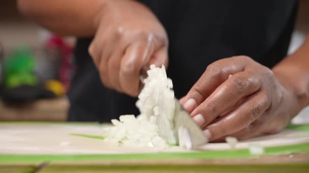 Couper Les Oignons Avec Couteau Cuisine Pour Une Recette Maison — Video