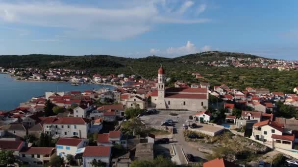Iglesia Croacia Océano Marina Naturaleza Vista — Vídeos de Stock