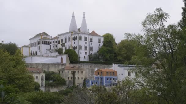 Widok Wschodu Sintra National Palace Sintra Lisbon District Portugal Pokazuje — Wideo stockowe