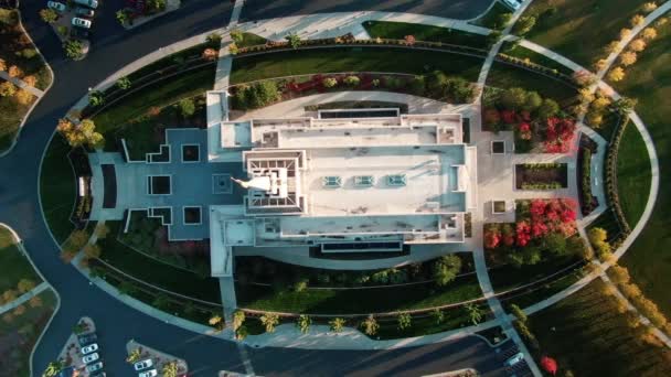 Experiencia Aerial Primera Vista Las Subvenciones Simétricas Mormon Oquirrh Templo — Vídeo de stock