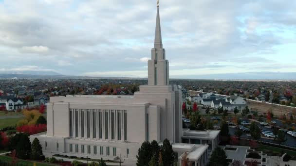 Pedestale Aereo Lds Mormon Oquirrh Mountain Temple Sud Giordania Utah — Video Stock