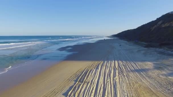 Skuddsikker Glatt Sporing Golden Hour Bred Strand Queensland Fraser Island – stockvideo