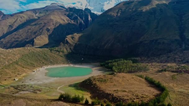 Lago Formato Dallo Scioglimento Dei Ghiacciai Delle Ande Peruviane Concetto — Video Stock