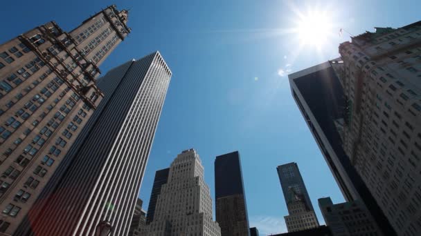 Downtown Street View Van Skyline Een Zonnige Dag Urban Manhattan — Stockvideo