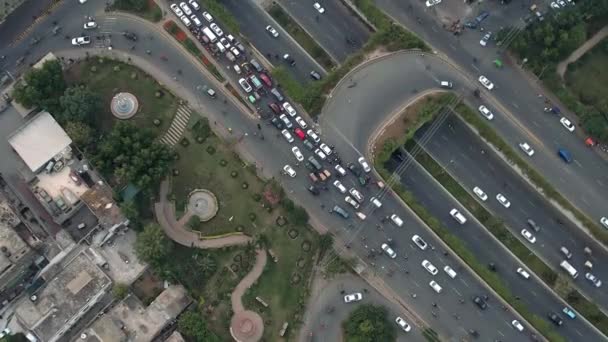 Aerial Shot Cars Rush Hour Grid Lock Busy Urban Highway — Vídeos de Stock