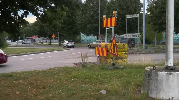 Panneau Construction Rond Point Jnkping Suède — Video