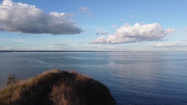 Aerial Landscape Drone Shot Beautiful Southern English Coast Line Sunset — Vídeos de Stock