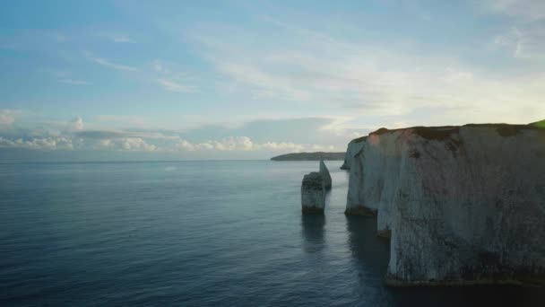 Krajina Záběr Krásné Útesy Old Harry Rocks Dorset England Během — Stock video