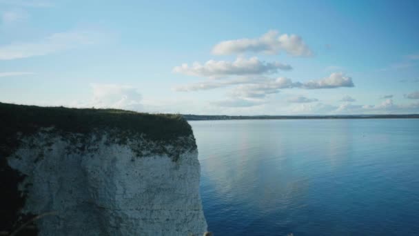 Landscape Shot Beautiful Cliffs Old Harry Rocks Dorset England Sunny — Stock Video