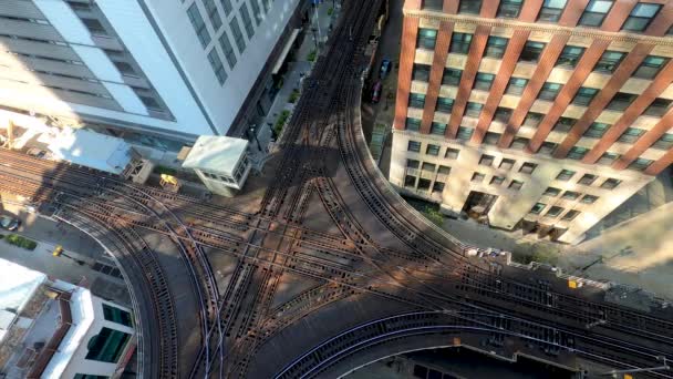 Metro Chicago Entrena Timelapse Selva Urbana — Vídeos de Stock