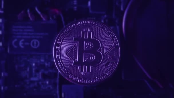 Kesempatan Investasi Baru Bitcoin Cryptocurrency Menarik Perhatian Konsep Abstrak — Stok Video