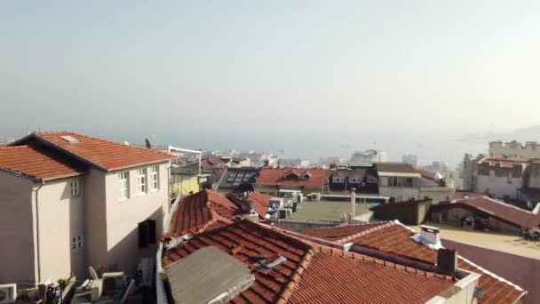 Vista Panorámica Del Paisaje Urbano Desde Azotea Lado Europeo Estambul — Vídeo de stock