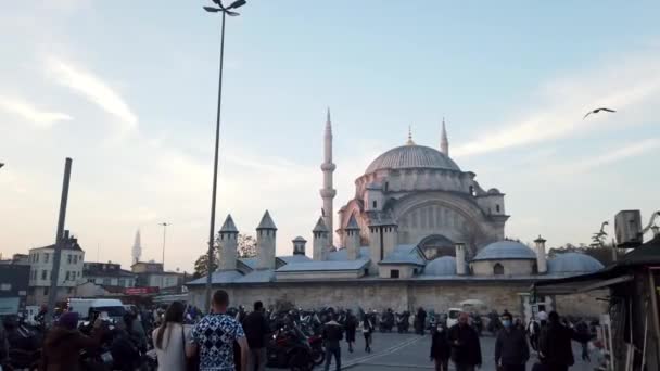 Прогулка Улицам Стамбула Рядом Мечетью Нуруосмание — стоковое видео