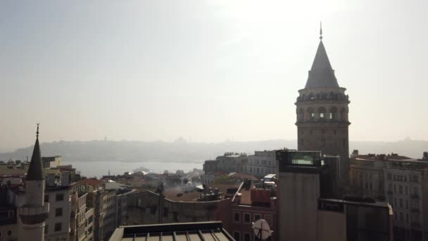 Famosa Torre Galata Acima Bela Cidade Istambul Turquia — Vídeo de Stock