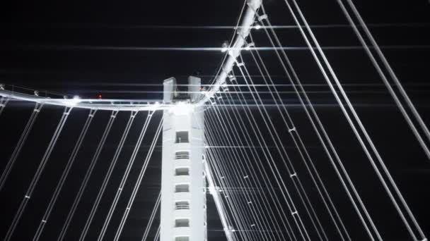 Primer Plano Del Puente Bahía Cerca Las Luces Brillantes Oakland — Vídeo de stock