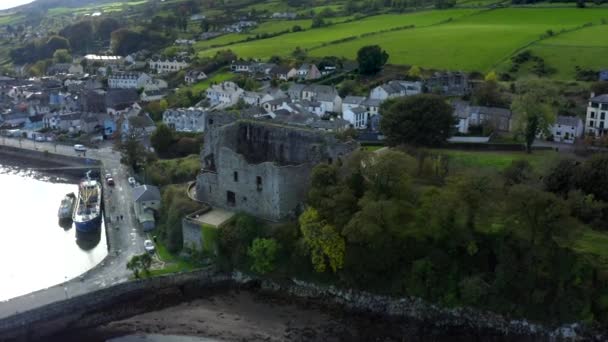 King John Castle Carlingford Louth Irlande Octobre 2021 Drone Orbite — Video
