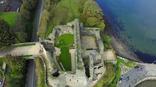 King John Castle Carlingford Louth Ierland Oktober 2021 Drone Draait — Stockvideo