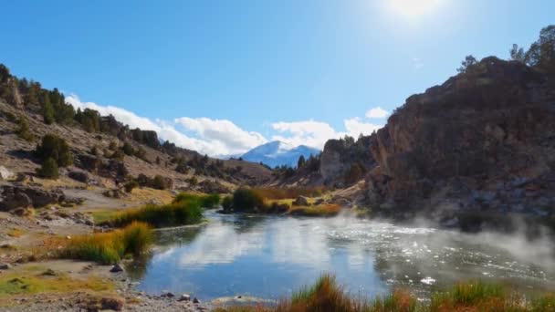 Hot Creek Steam Rolling Water Inyo National Forest Mountain Background — Stock Video