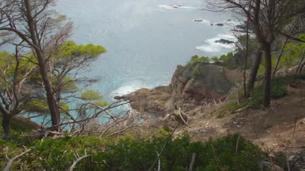 Spanya Nın Başkenti Costa Brava Kayalıklarla Dağlarla Kristal Mavi Sularla — Stok video