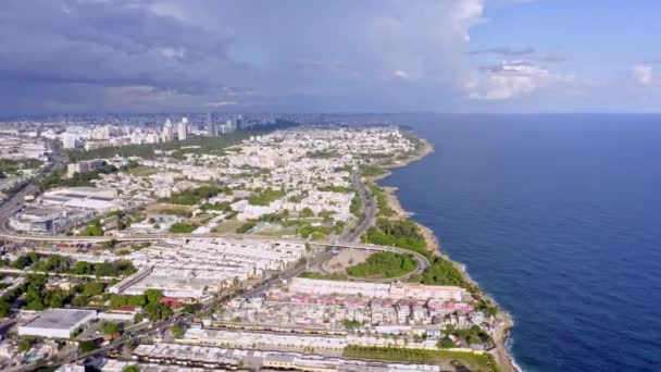 Città Metropolitana Santo Domingo Con Paesaggio Marino Nella Repubblica Dominicana — Video Stock