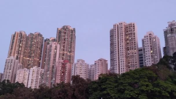 Expensive Real Estate High Rise Apartment Buildings Kennedy Town Hong — Stock Video