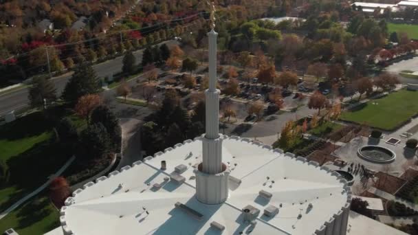 Menara Spire Atas Provo Kuil Mormon Lds Utah County Orbit — Stok Video