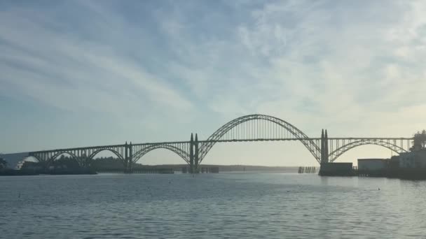 Most Łukowy Zatoce Yaquina Most Yaquina Bay Newport Stanie Oregon — Wideo stockowe