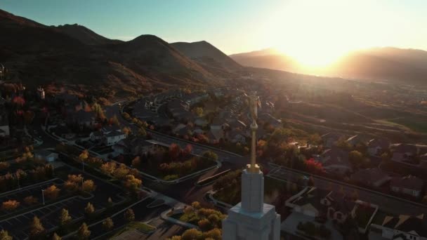 Draper Utah Lds Mormon Temple Şok Edici Güneş Vuruşu — Stok video