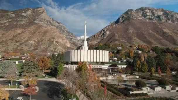 Provo Tempel Beroemd Monument Voor Mormoonse Religie Van Lds Luchtfoto — Stockvideo