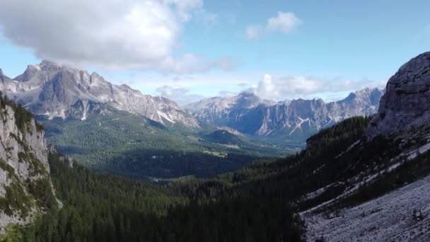 Voando Sobre Bela Paisagem Montanha Dolomitas Itália — Vídeo de Stock