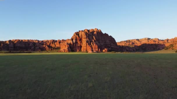 Landschap Opname Van Zion National Park Met Een Rode Rots — Stockvideo