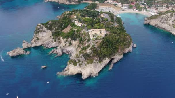 Estate Corfù Isola Drone Vista Con Barche — Video Stock