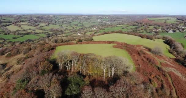 Vista Aérea Izquierda Del Hermoso East Devon Countryside Mirando Dumpdon — Vídeo de stock