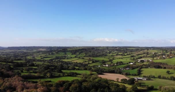 Letecký Pohled Krajinu Vydra Valley Blackdown Kopce Devon Anglie — Stock video