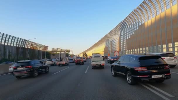 Autostrada Multilane Seoul Auto Bloccate Ingorgo Stradale All Ora Del — Video Stock