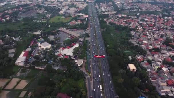 Antenn Drönare Skott Motorväg Trafik Timelapse Dagen — Stockvideo