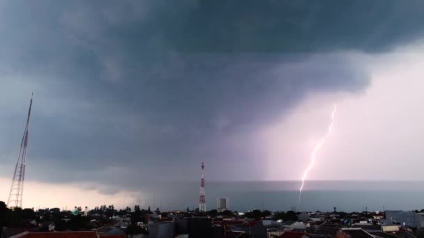Lightning Strikes Urban Sky — Stock Video