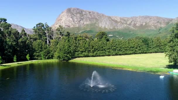 Bella Fontana Montagna Come Sfondo Con Alberi Verdi — Video Stock