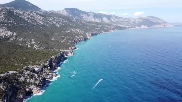 Vol Drone Vers Nord Sur Côte Est Sardaigne Belles Falaises — Video