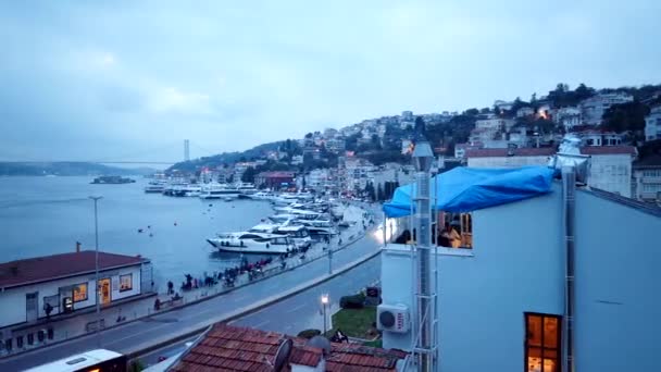 Den Noci Uplynutí Istanbulského Pobřeží Bosporus View — Stock video