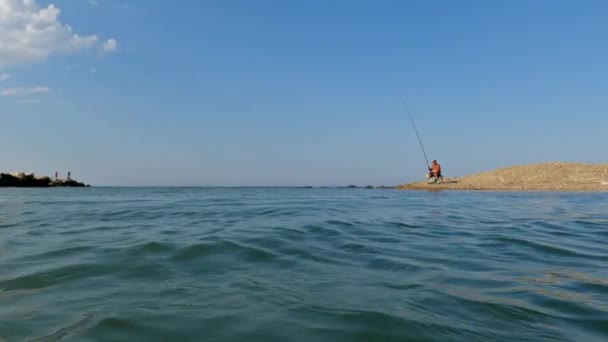 Low Angle Sea Level Pov Boat Sailing Forward Mouth Sinello — Stock Video