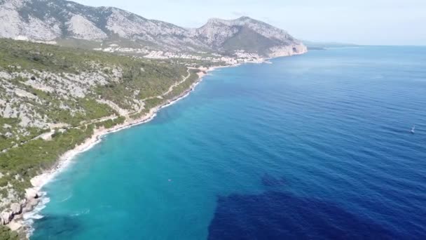 Drone Volo Verso Nord Con Spettacolari Spiagge Sarde Mare Turchese — Video Stock